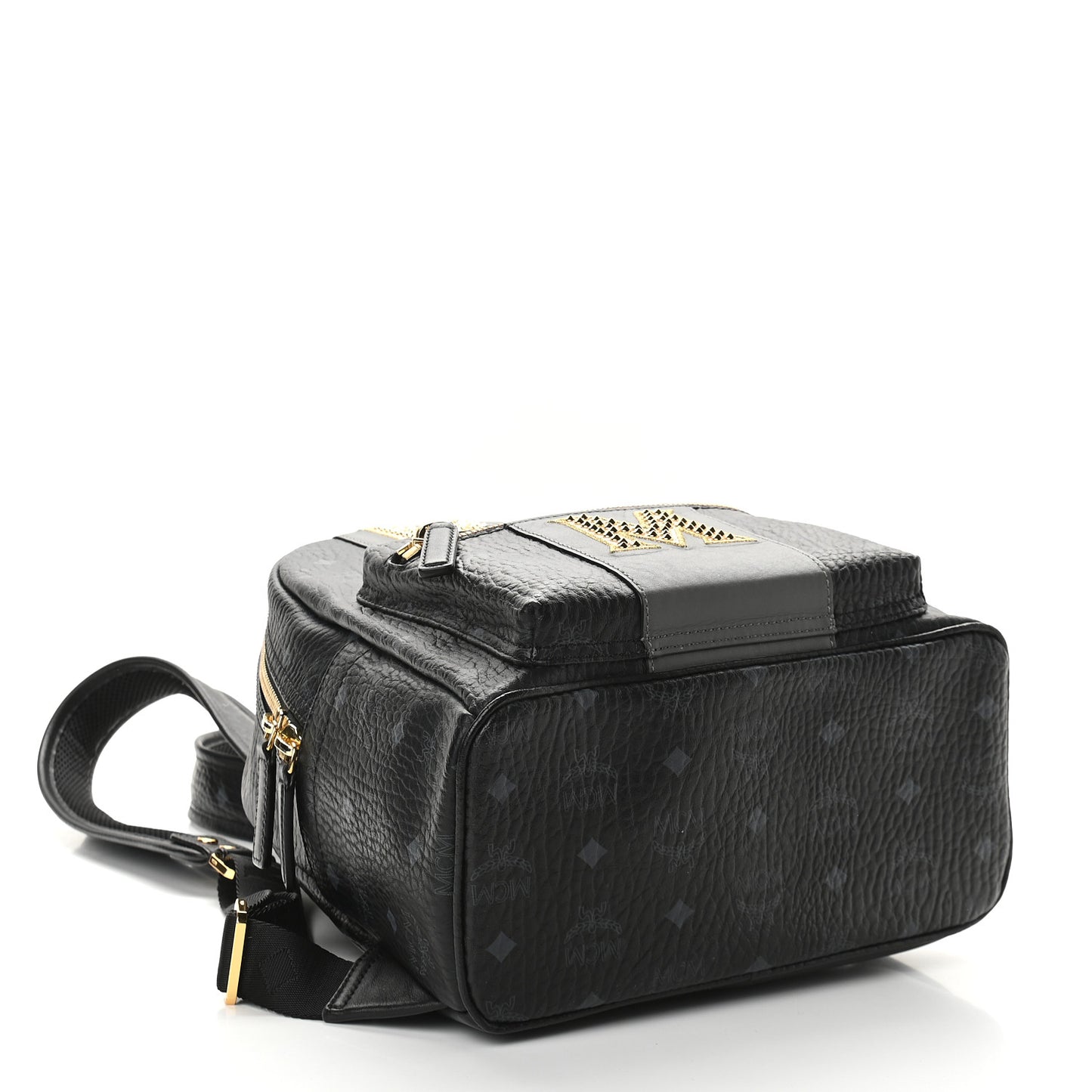 Visetos Studded Small Studded Logo Stripe Backpack Black