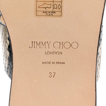 Jimmy Choo Calfskin Snake Print Atia Flat Sandals 37 Natural 7 of 8