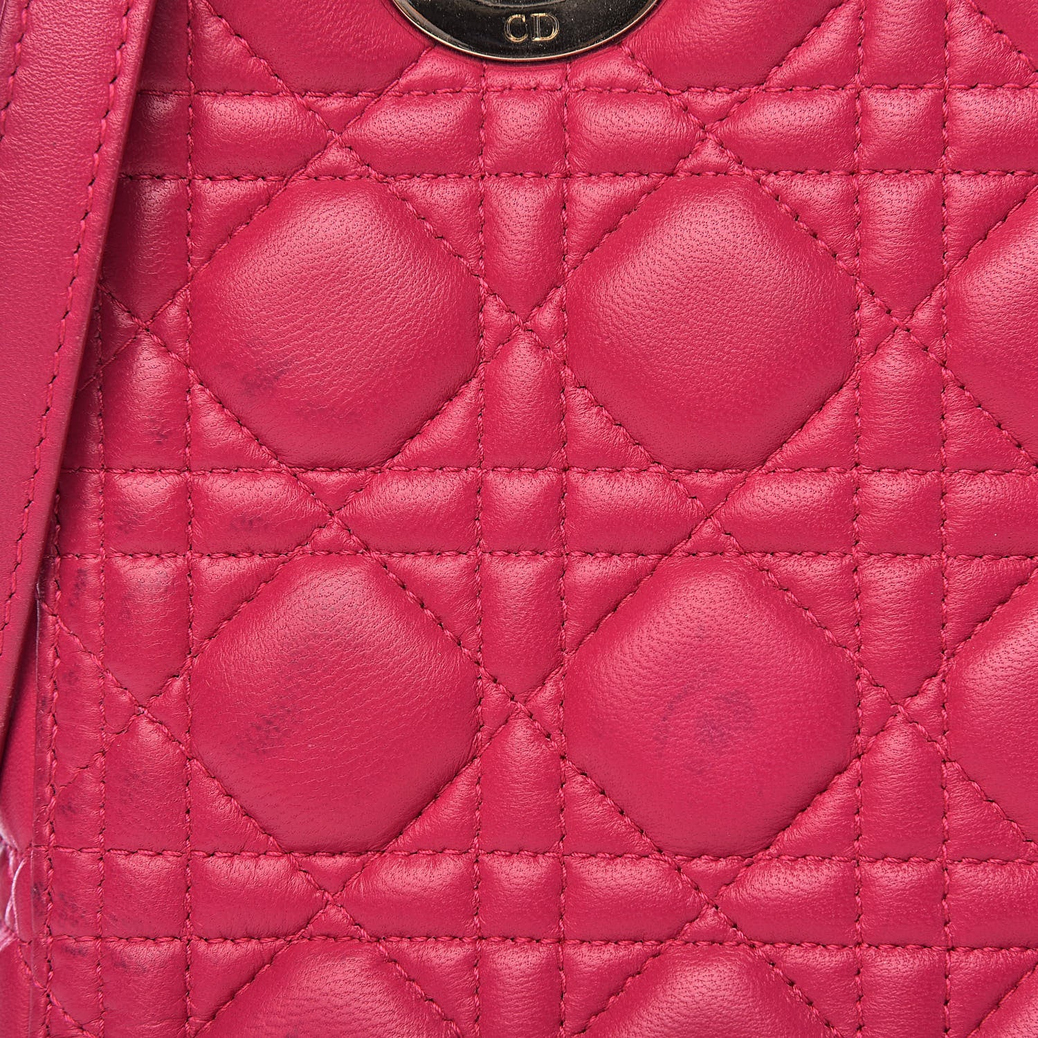 Christian Dior Lambskin Cannage Medium Lady Dior Fuchsia 12 of 21
