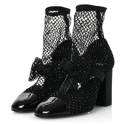 Chanel Resille Strass Kid Suede Patent Mary Jane Short Boots 36.5 Black 4 of 11