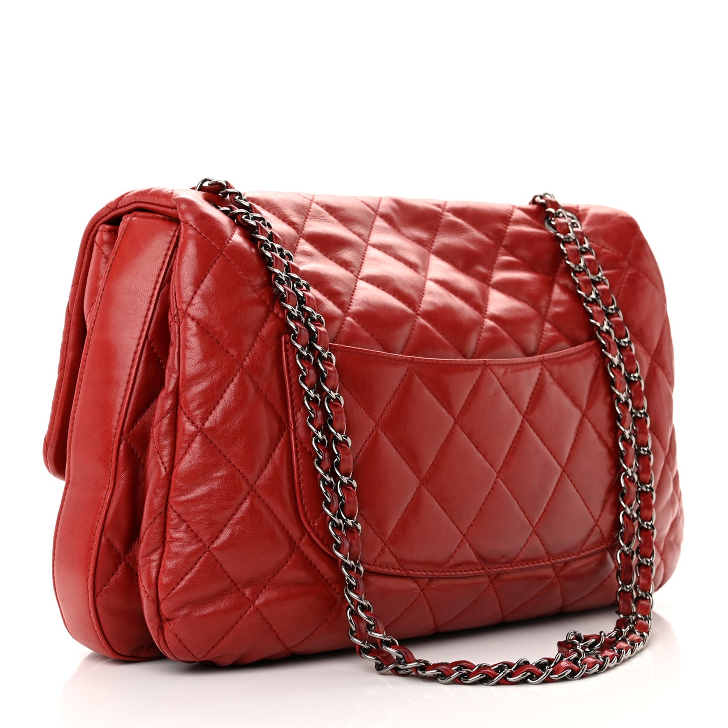 Lambskin Quilted Chanel 3 Maxi Flap Bag Red