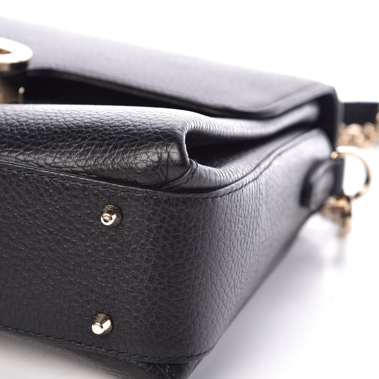 Dollar Calfskin Interlocking G Top Handle Shoulder Bag Black