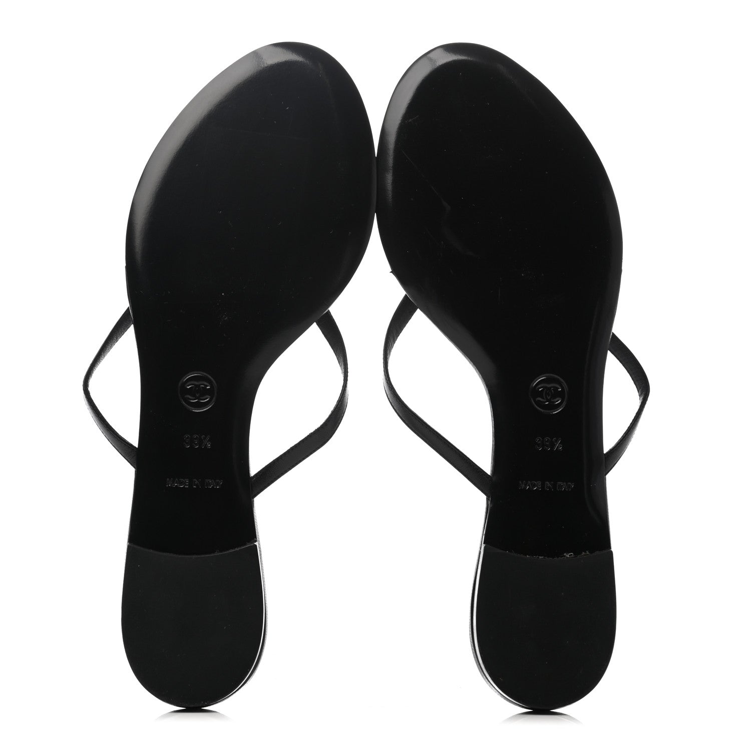 Chanel Lambskin Thong Sandals 39.5 Black 5 of 7