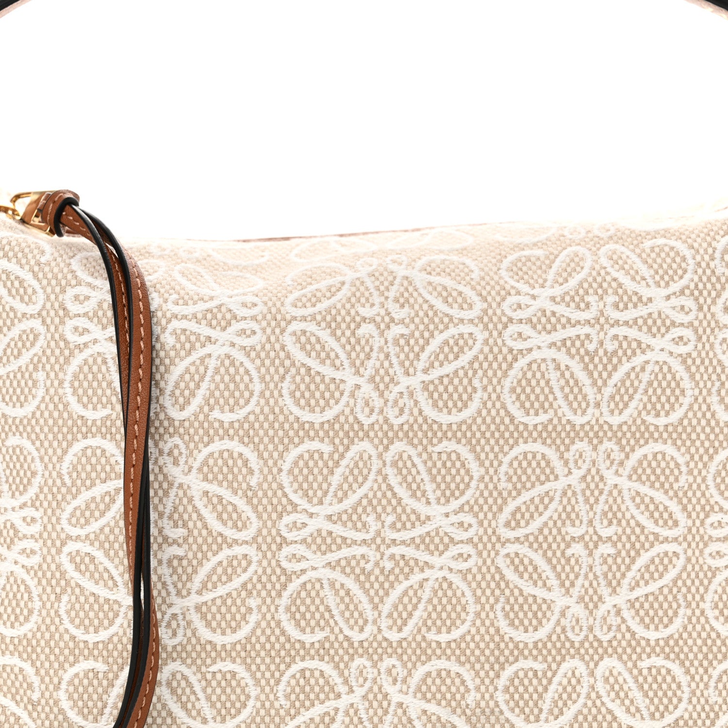 Loewe Jacquard Anagram Calfskin Small Cubi Bag Ecru Tan 8 of 10