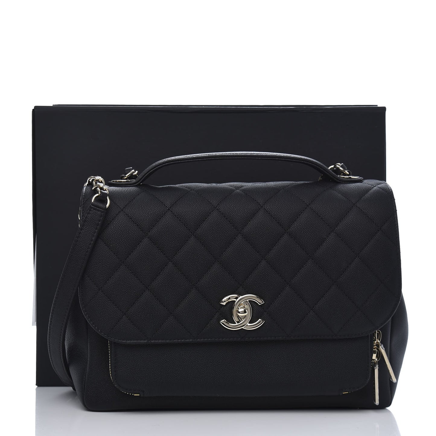 Caviar Quilted Large Business Affinity Flap Black