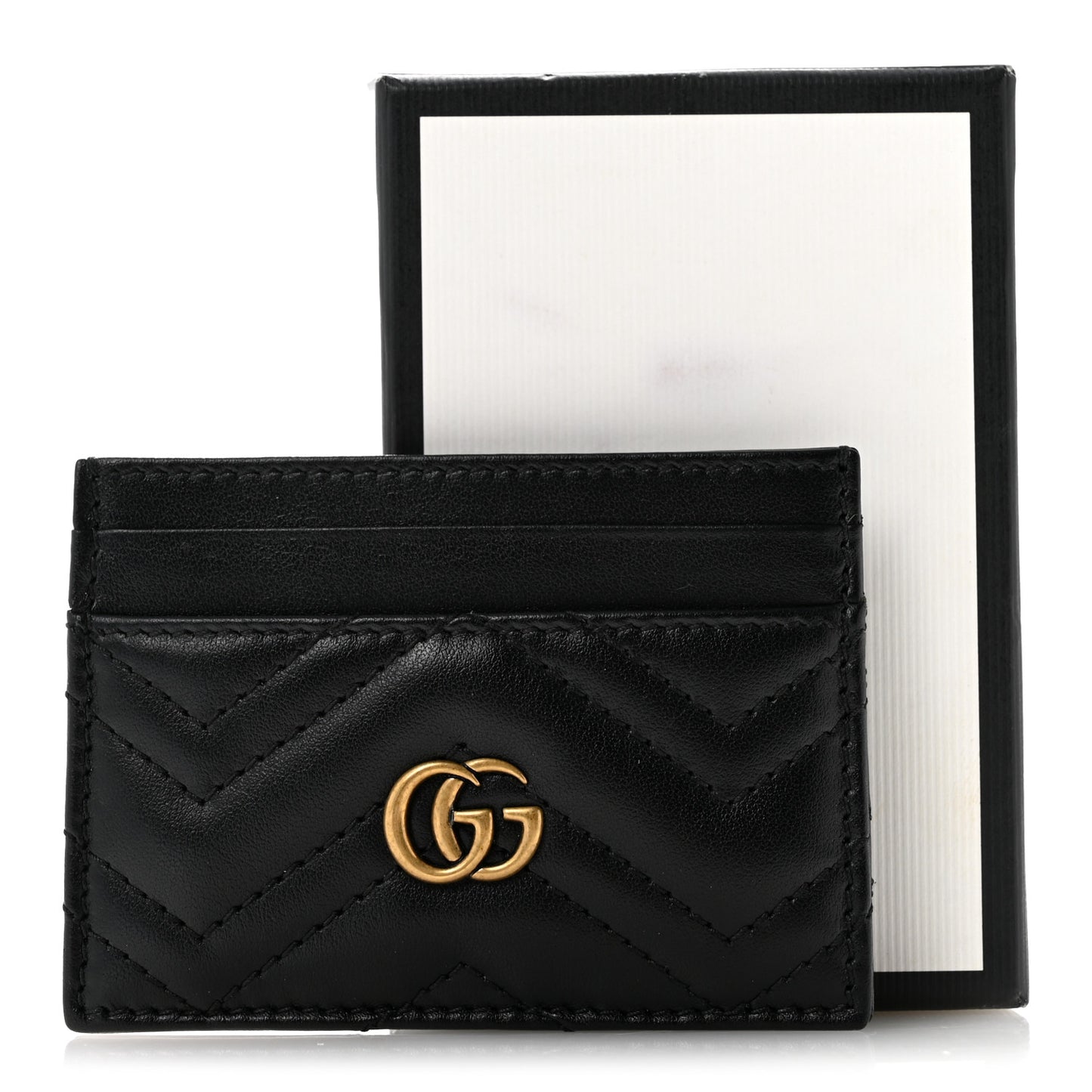 Calfskin Matelasse GG Marmont Card Holder Black