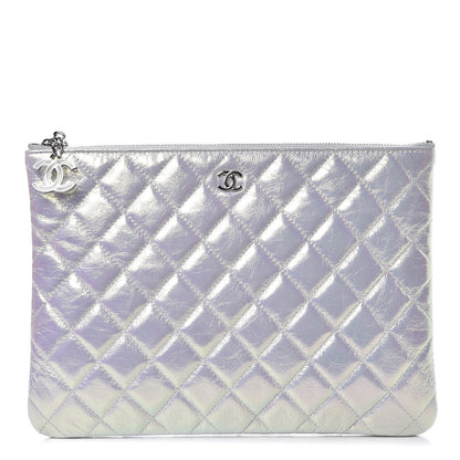 Chanel Iridescent Crumpled Calfskin CC Ripples Medium Cosmetic Case White 1 of 9