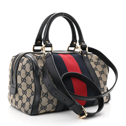 Gucci Monogram Vintage Web Small Boston Navy 3 of 12