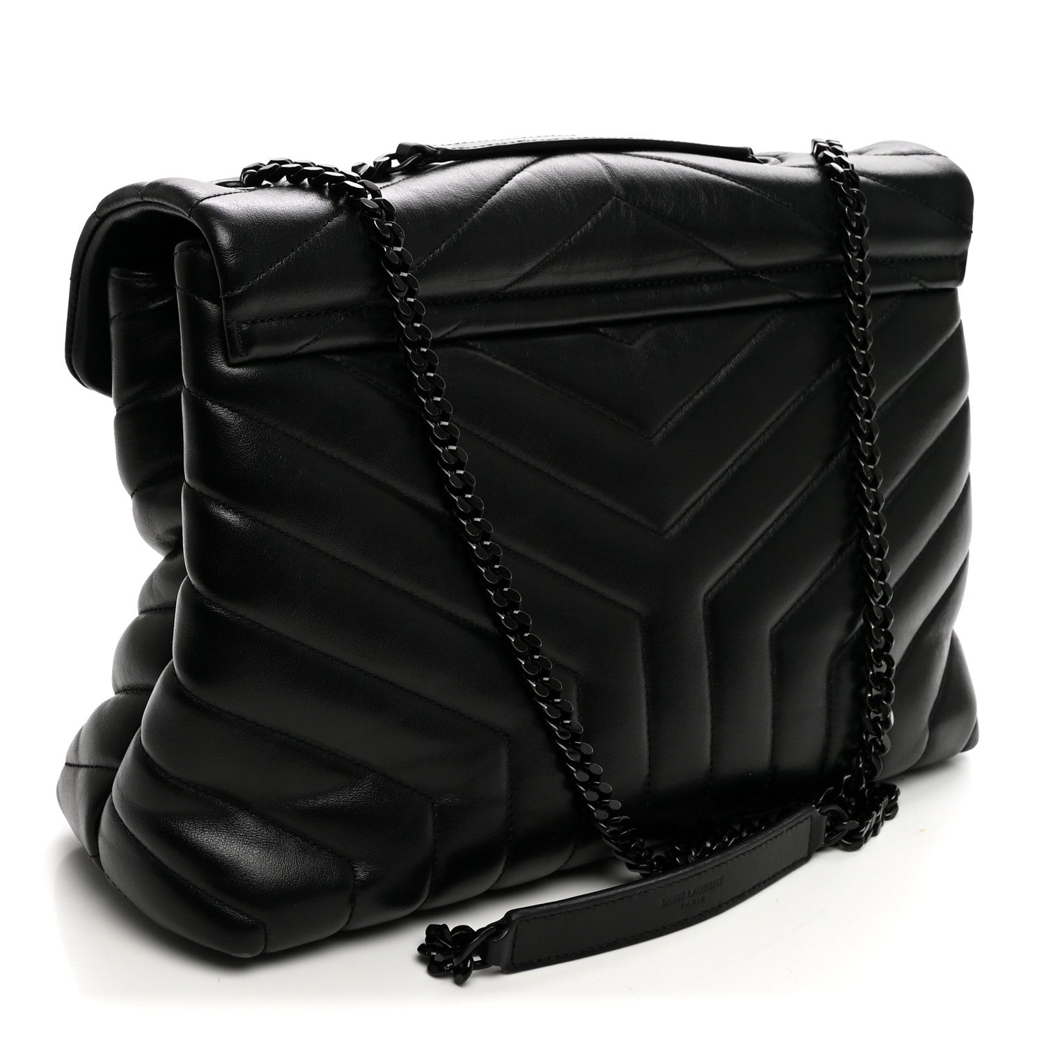 Saint Laurent Calfskin Y Quilted Monogram Monochrome Medium Loulou Chain Satchel Black 3 of 10