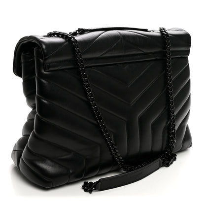 Saint Laurent Calfskin Y Quilted Monogram Monochrome Medium Loulou Chain Satchel Black 3 of 10