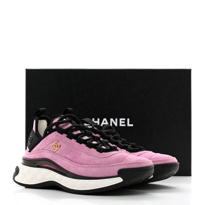 Chanel Suede Calfskin Nylon Grosgrain CC Sneakers 36 Dark Pink 9 of 9