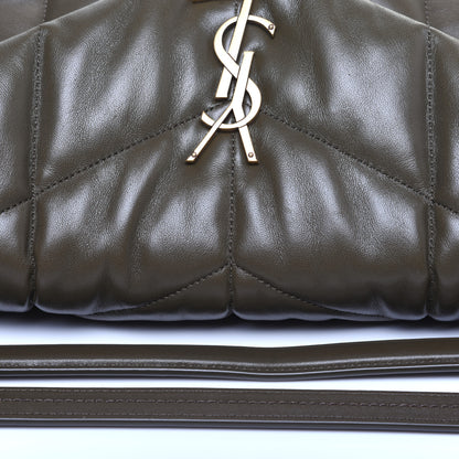 Saint Laurent Lambskin Quilted Medium Loulou Puffer Monogram Chain Satchel Seaweed 12 of 12