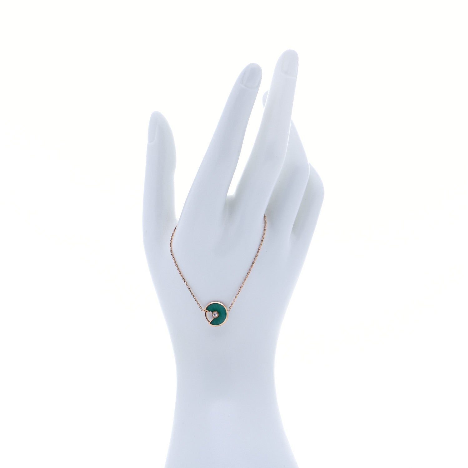 Cartier 18K Pink Gold Diamond Malachite Amulette de Cartier Bracelet 2 of 9