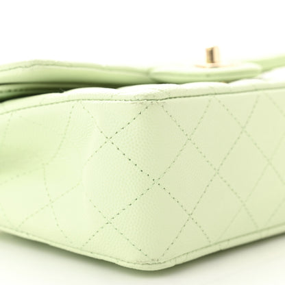 Chanel Caviar Quilted Small Double Flap Light Green 9 of 11