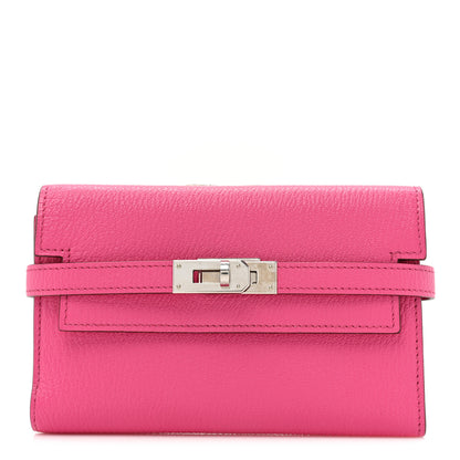 Hermes Chevre Mysore Medium Kelly Wallet Rose Shocking 1 of 11