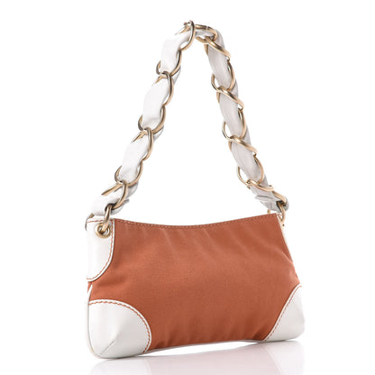 Chanel Lambskin Canvas CC Olsen Chain Small Shoulder Bag White Orange 2 of 10