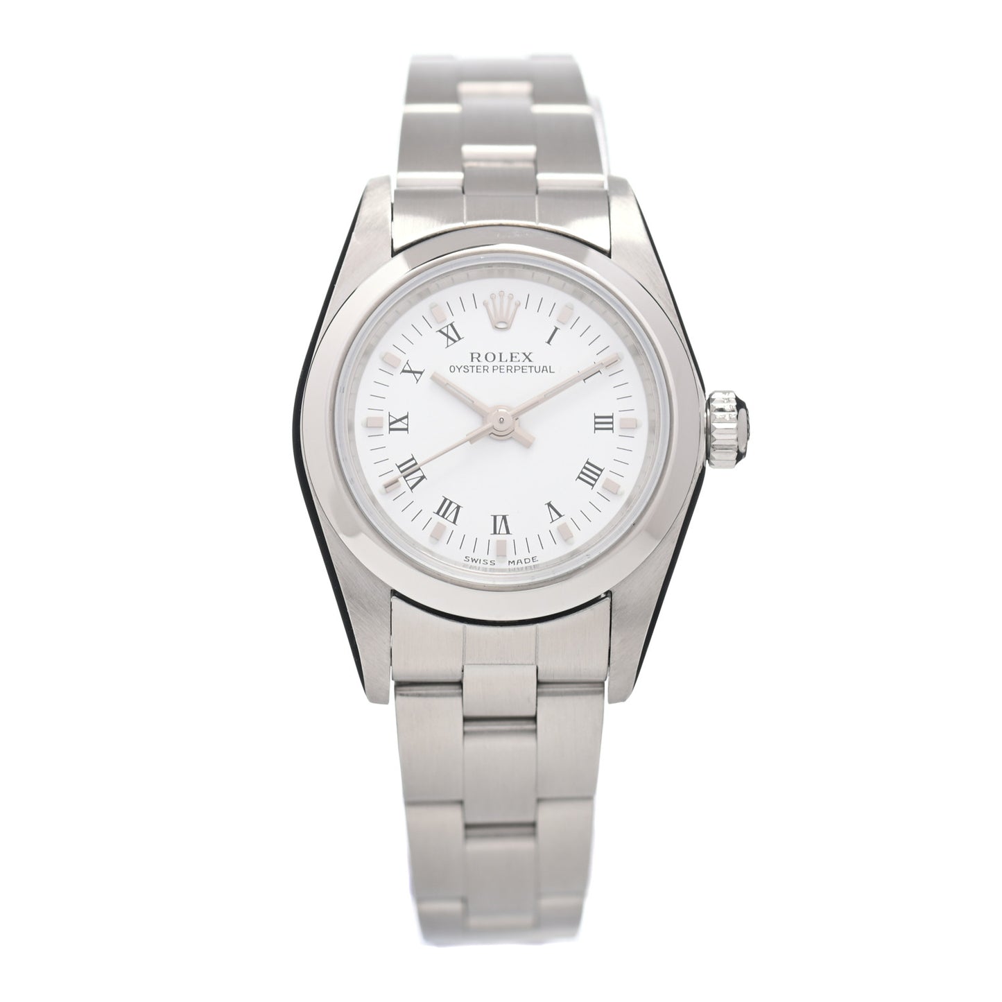 Stainless Steel 24mm Oyster Perpetual Watch White Roman 76080