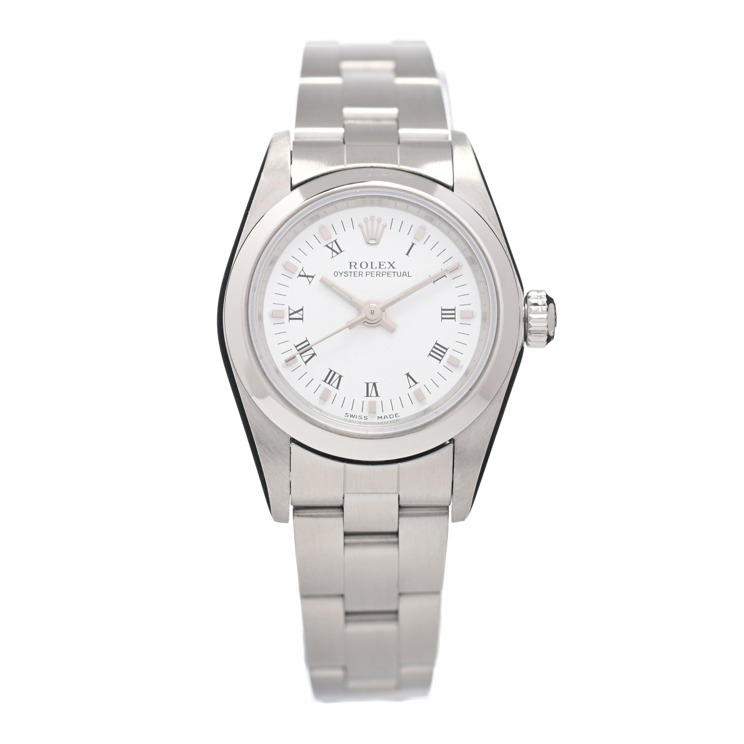 Rolex Stainless Steel 24mm Oyster Perpetual Watch White Roman 76080 1 of 4