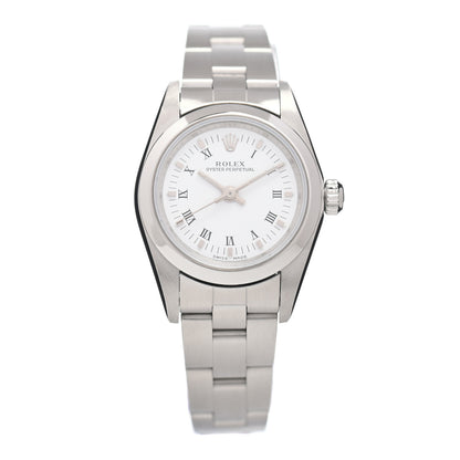 Rolex Stainless Steel 24mm Oyster Perpetual Watch White Roman 76080 1 of 4