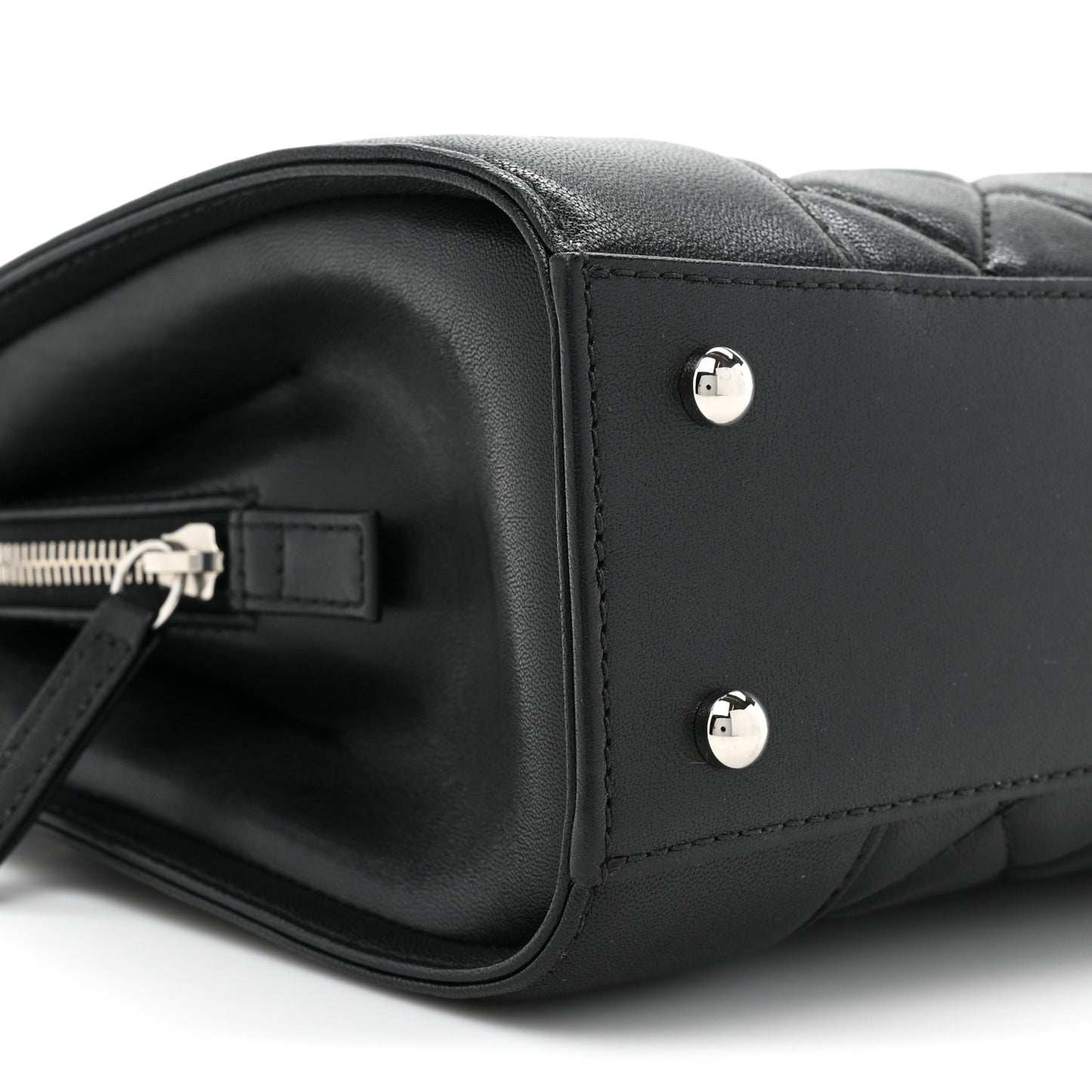Sheepskin Quilted Mademoiselle Vintage Shopping Tote Black