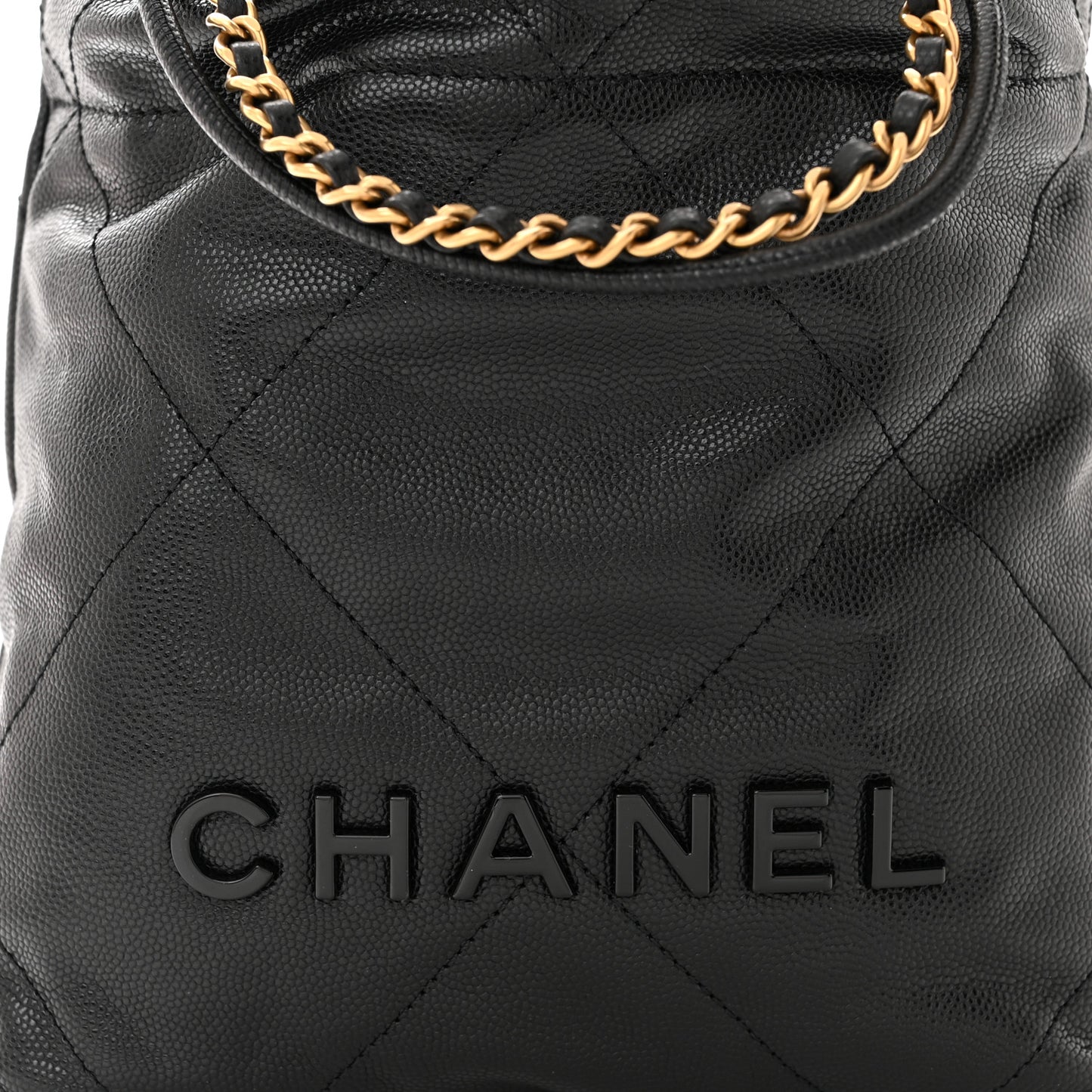 Shiny Caviar Quilted Monochrome Mini Chanel 22 Black
