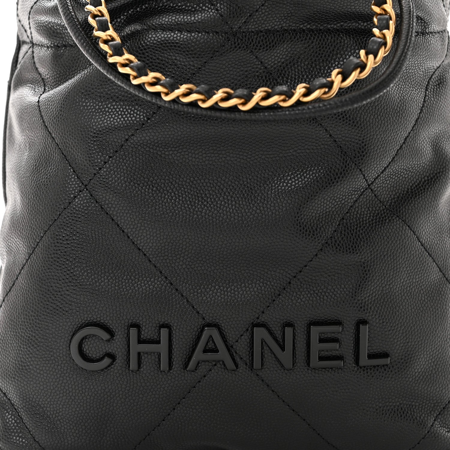Chanel Shiny Caviar Quilted Monochrome Mini Chanel 22 Black 8 of 10
