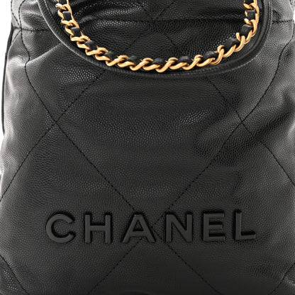 Chanel Shiny Caviar Quilted Monochrome Mini Chanel 22 Black 8 of 10