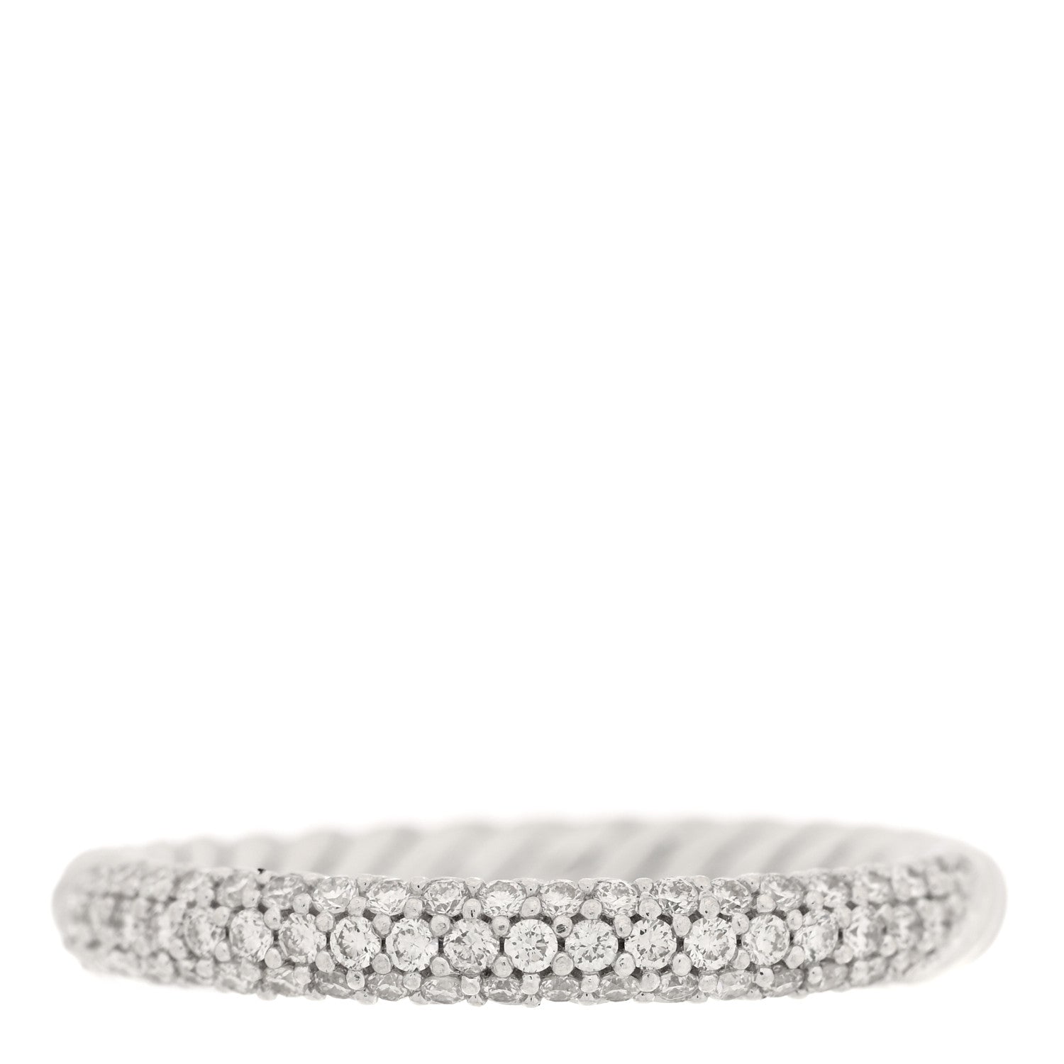 David Yurman Sterling Silver Diamond Petite Pave Band Ring 58 8.25 1 of 4