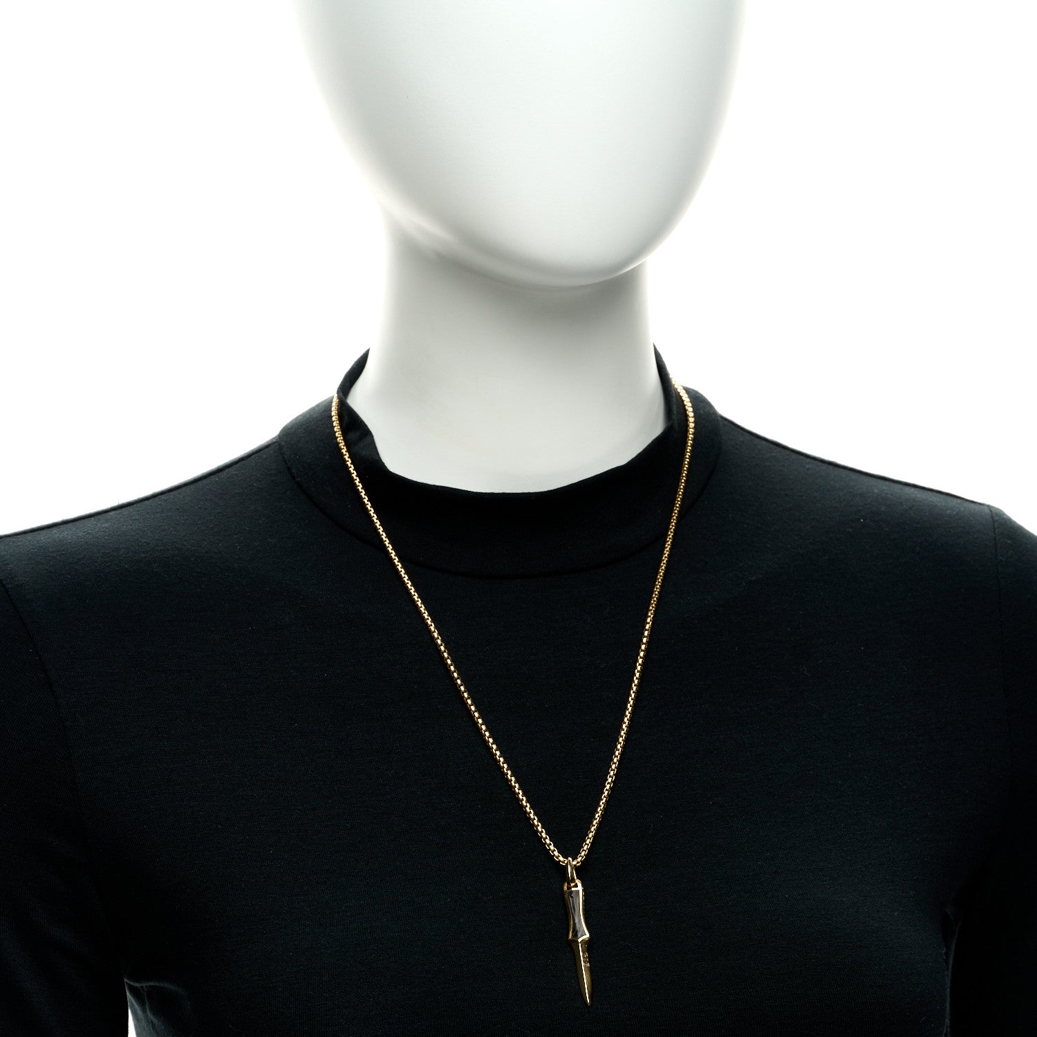 David Yurman 18K Yellow Gold Forged Carbon Dagger Amulet Pendant Necklace 2 of 5