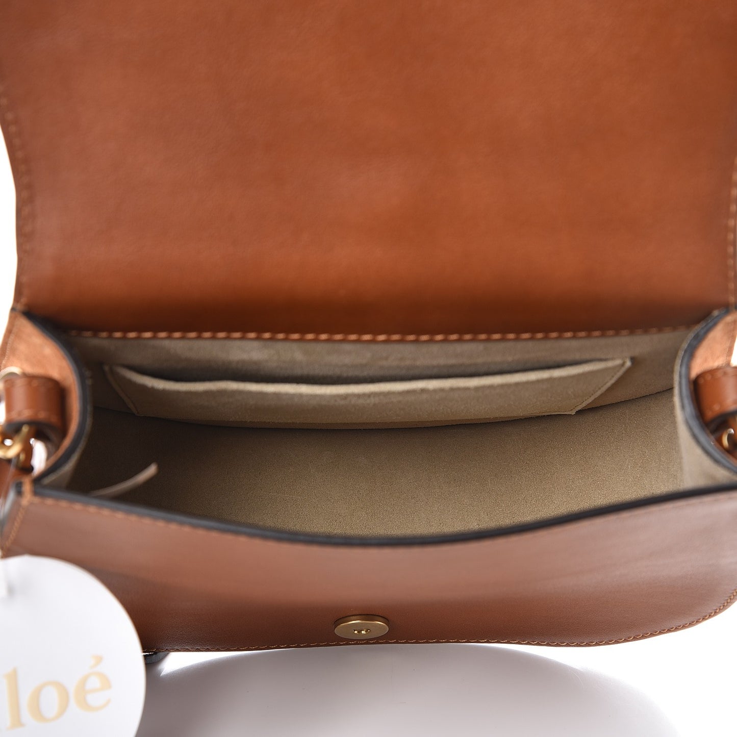 Calfskin Suede Medium Nile Bracelet Bag Caramel