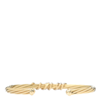David Yurman 18K Yellow Gold Diamond 4mm Helena Center Station Cuff Bracelet 3 of 5