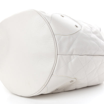 Burberry Calfskin Quilted Bucket Shoulder Bag White 9 of 9