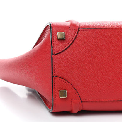 Celine Drummed Calfskin Micro Luggage Coquelicot 6 of 9