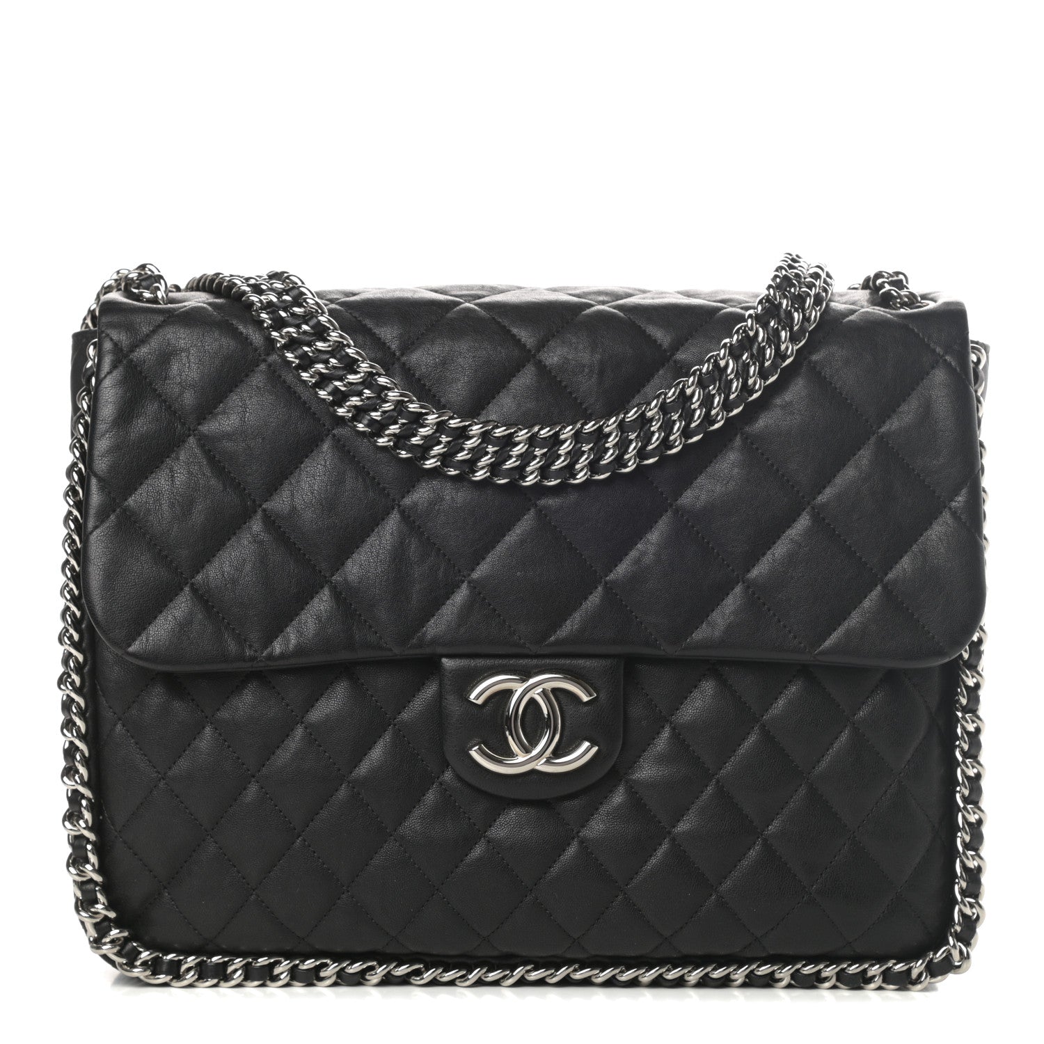 Chanel Washed Lambskin Quilted Maxi Chain Around Flap Black 1 of 11