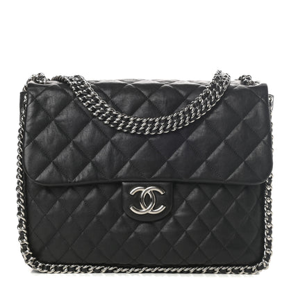 Chanel Washed Lambskin Quilted Maxi Chain Around Flap Black 1 of 11