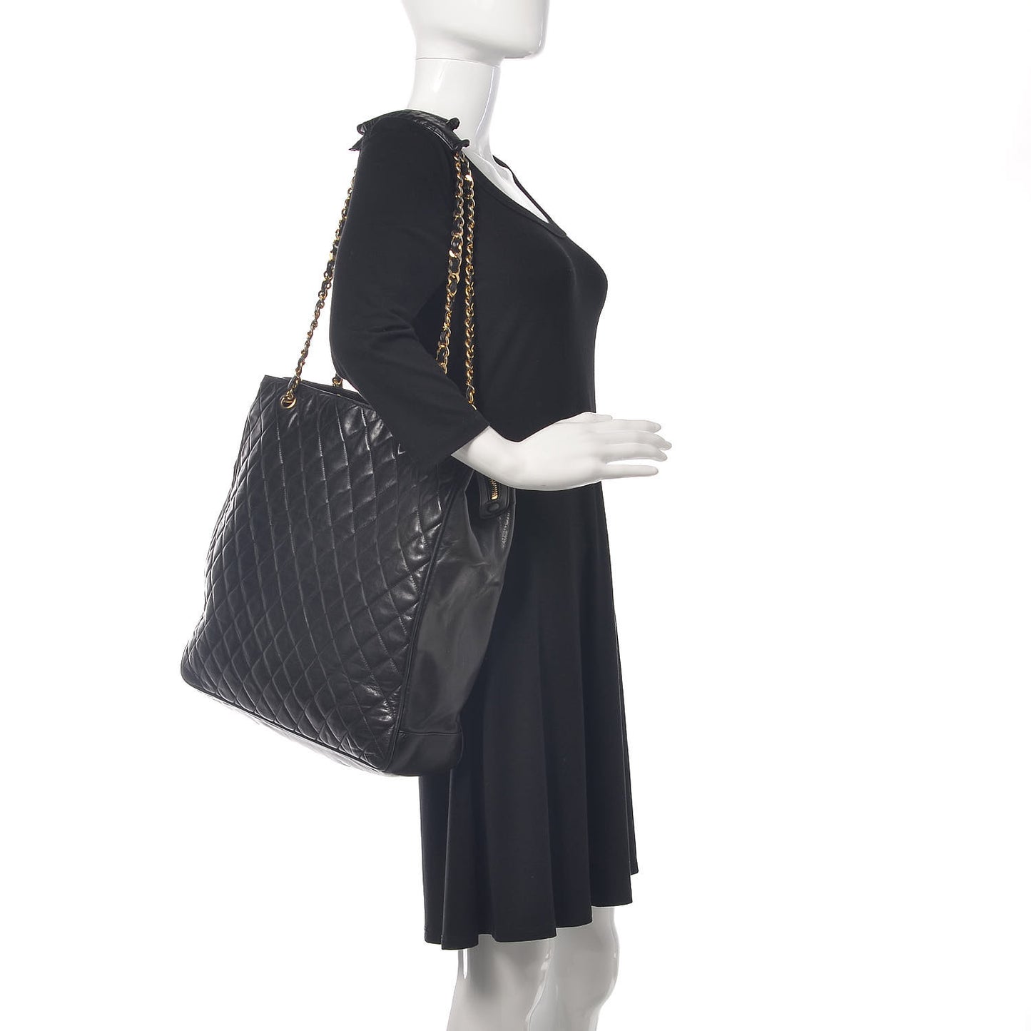 Lambskin Quilted Shoulder Bag Black