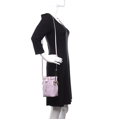 Fendi Vitello Termosport F is Fendi FF 1974 Embossed Mini Mon Tresor Bucket Bag Anemone 2 of 11