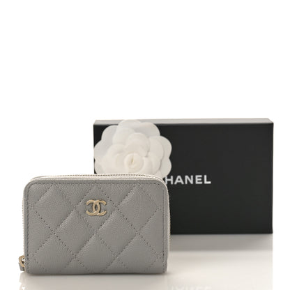 Chanel Caviar Quilted Zip Coin Purse Grey 10 of 10