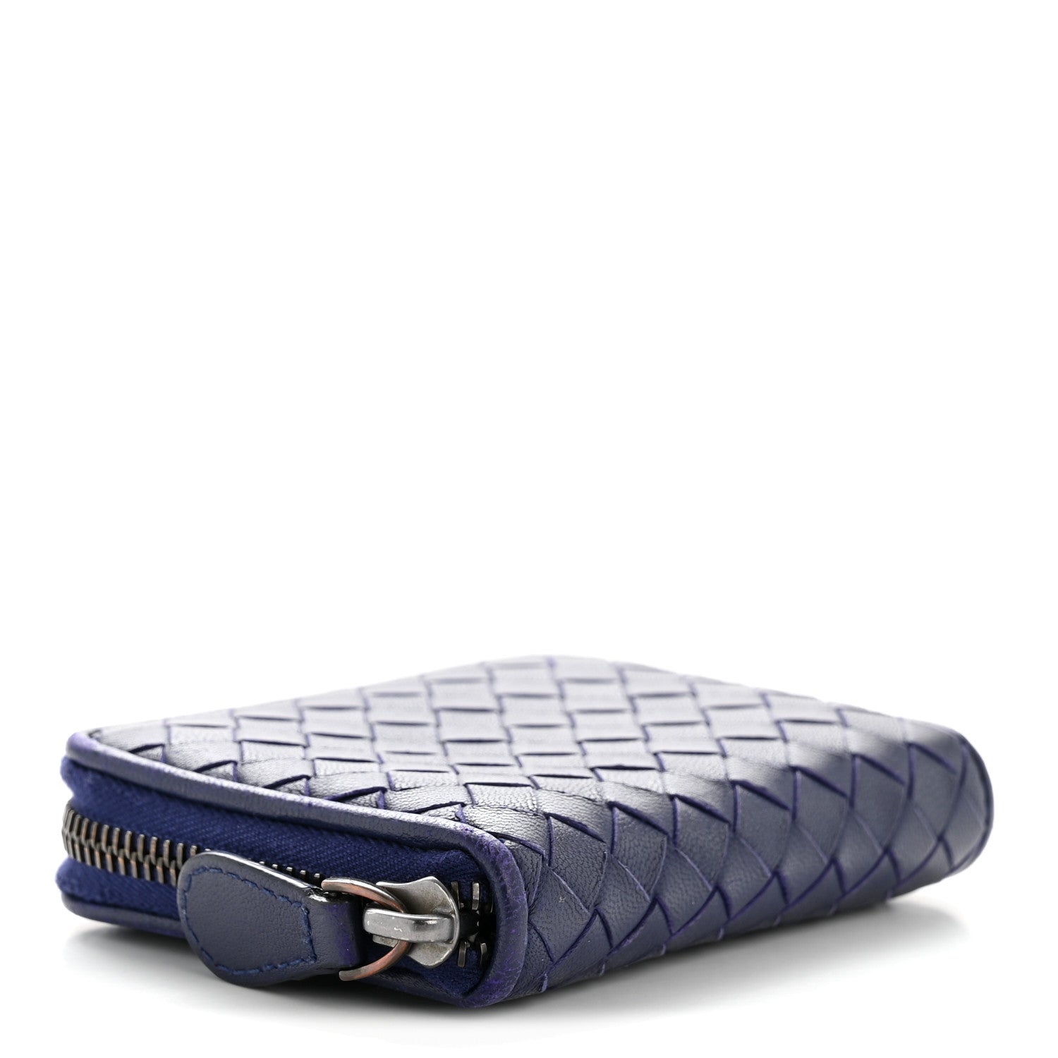 小物 Bottega Veneta Intrecciato Wallet Blue Bottega Veneta Nappa Intrecciato Zip Around Compact Wallet Blue