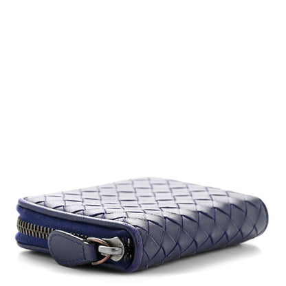 Bottega Veneta Nappa Intrecciato Zip Around Compact Wallet Blue 4 of 10