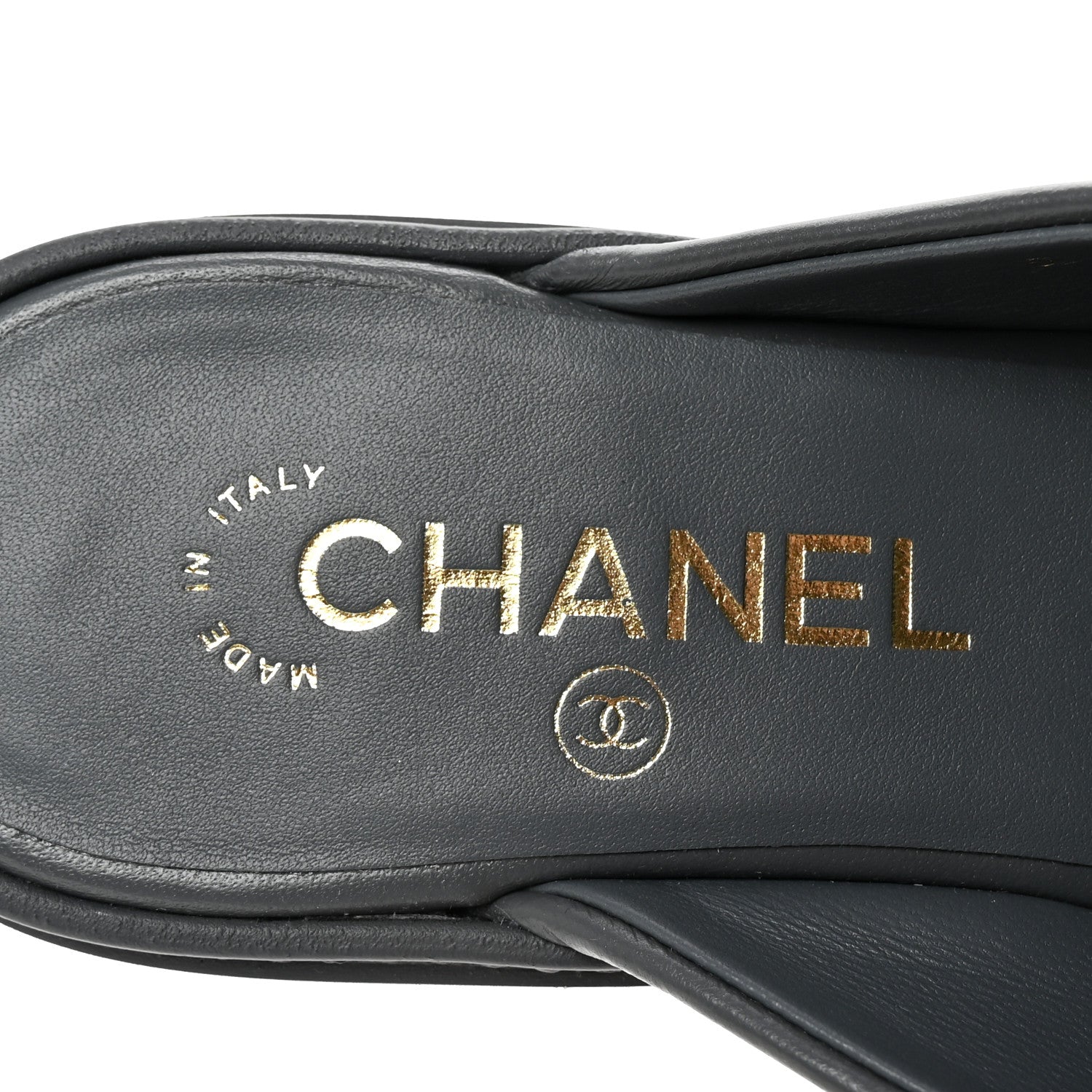 Chanel Lambskin Quilted CC Turnlock Mules 37 Dark Gray 1769128