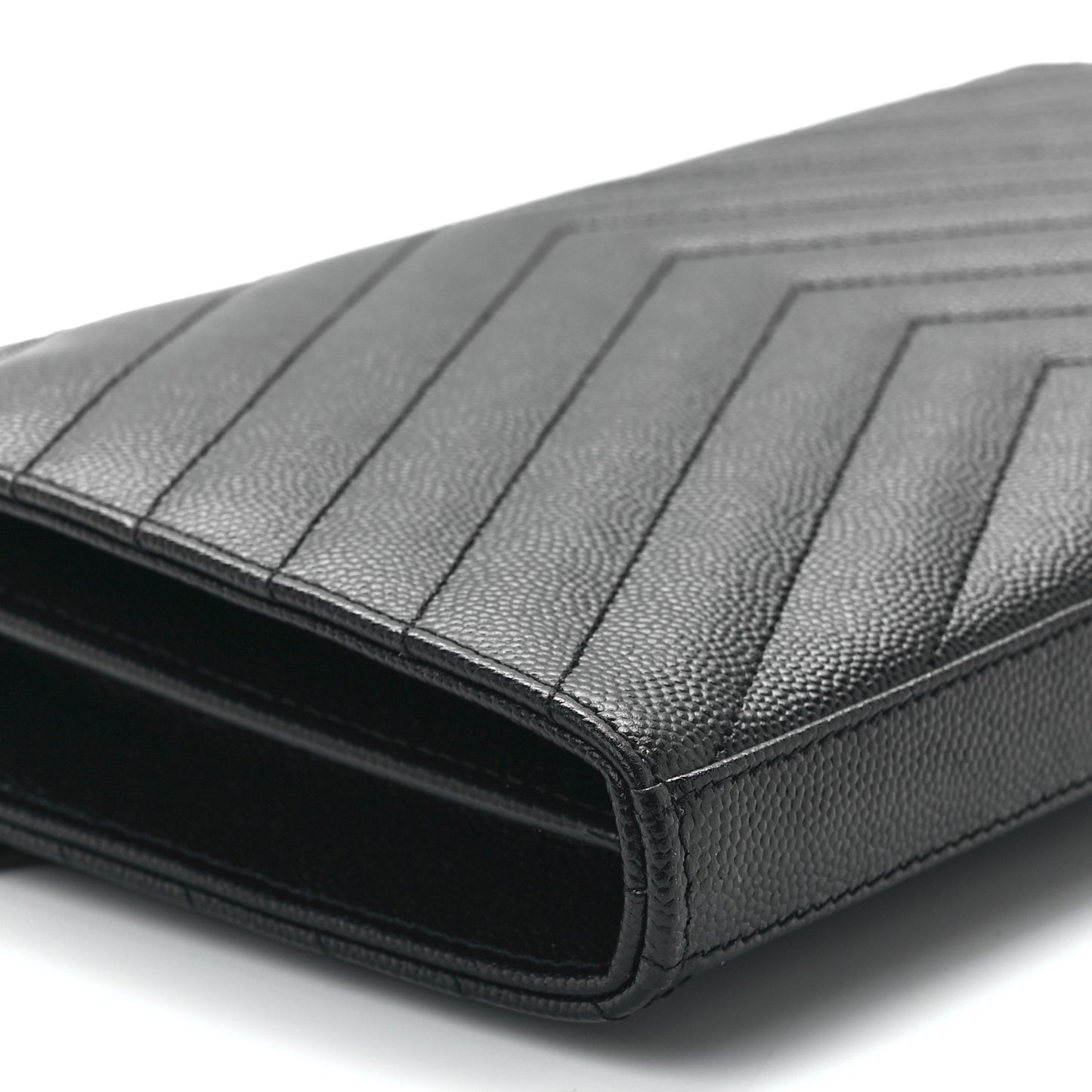 Grain De Poudre Matelasse Chevron Monogram Chain Wallet Black