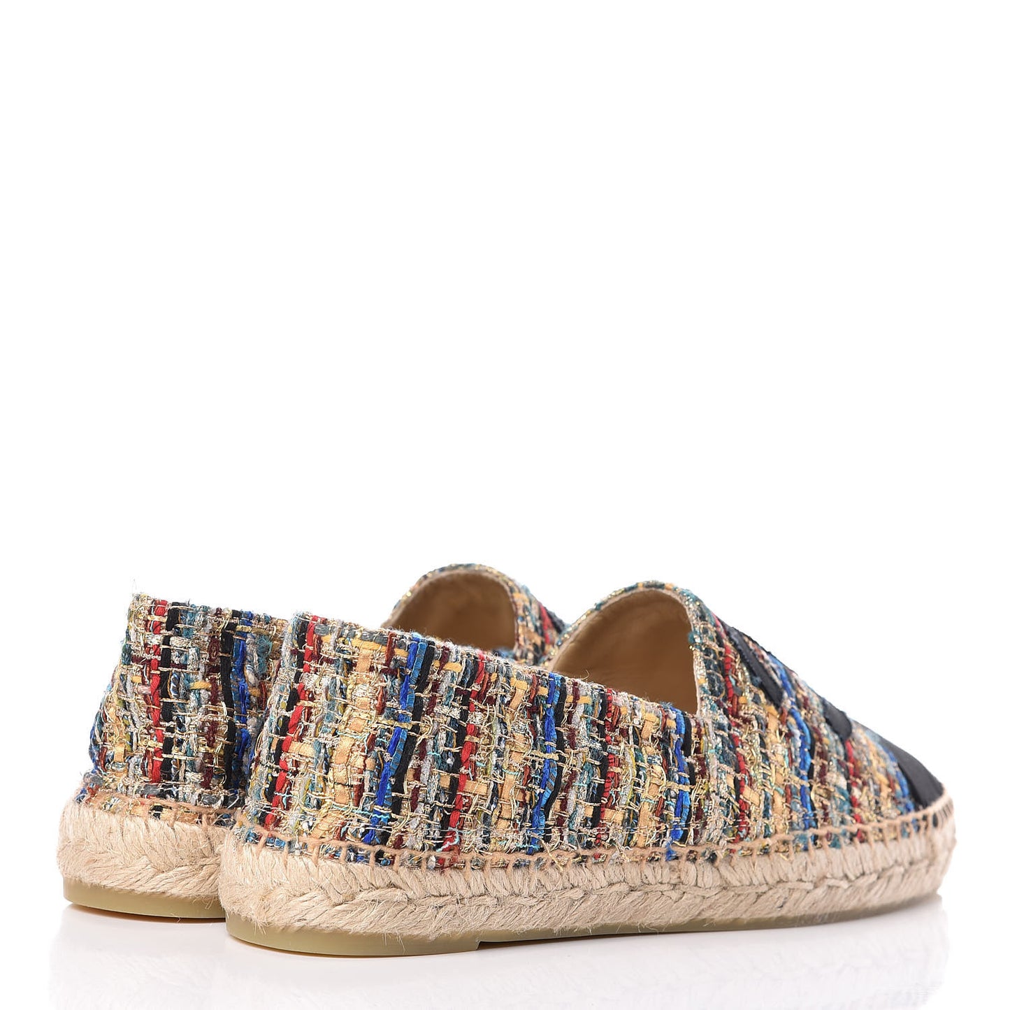 Tweed Grosgrain CC Espadrilles 41 Multicolor Black
