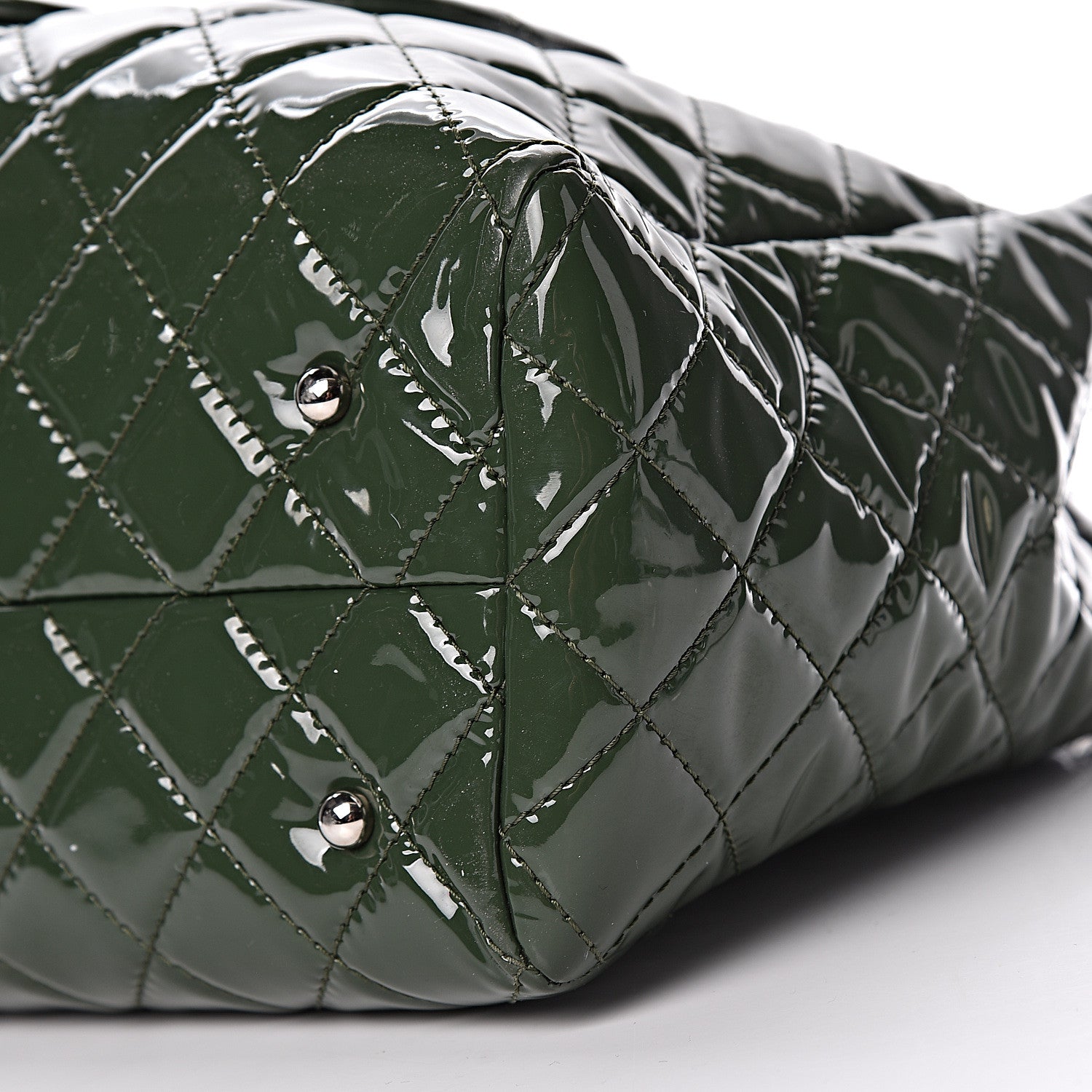Chanel Patent Quilted Large Coco Shine Shopping Tote Dark Green 9 of 9