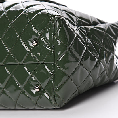 Chanel Patent Quilted Large Coco Shine Shopping Tote Dark Green 9 of 9