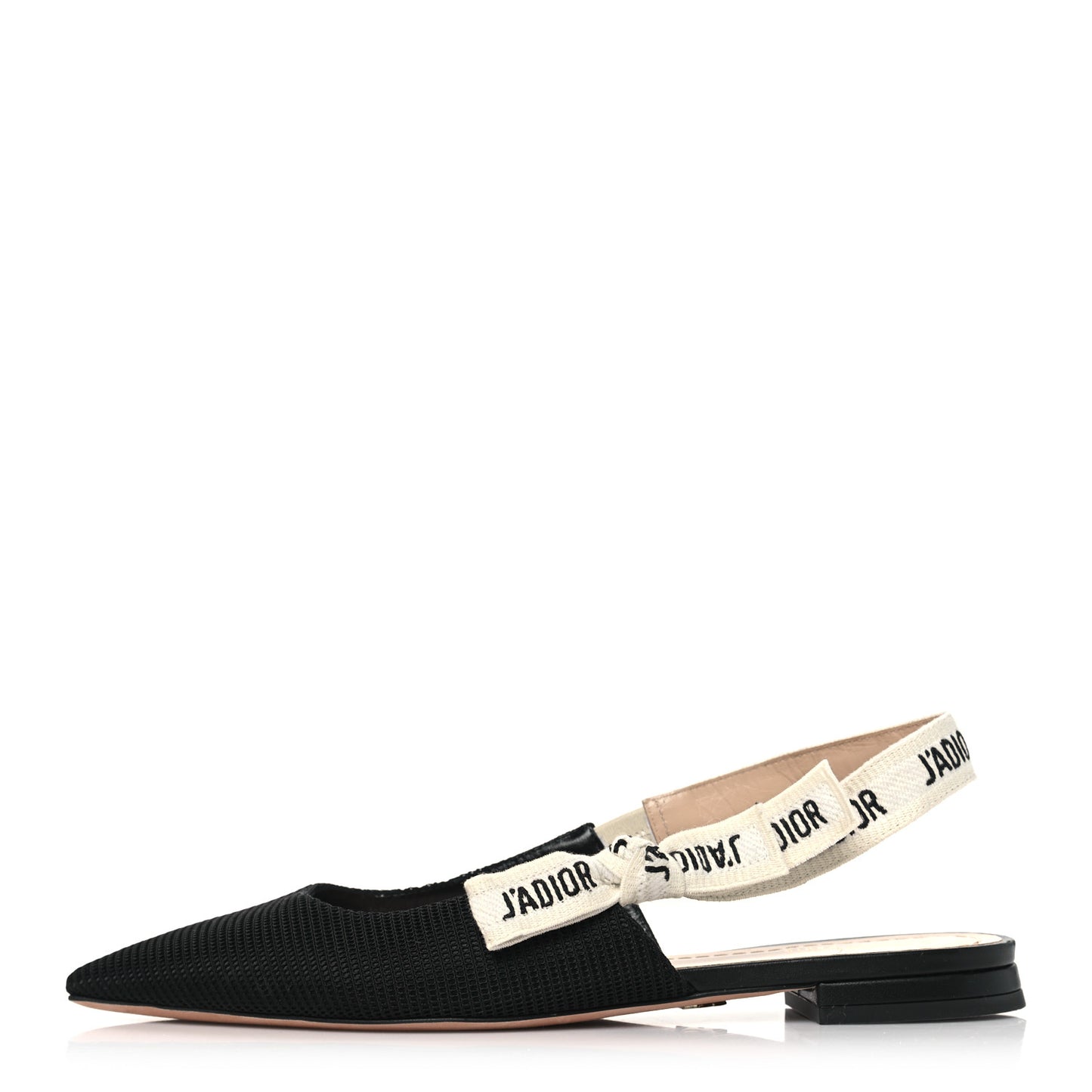 Technical Canvas Ribbon J'Adior Slingback Flats 36 Black