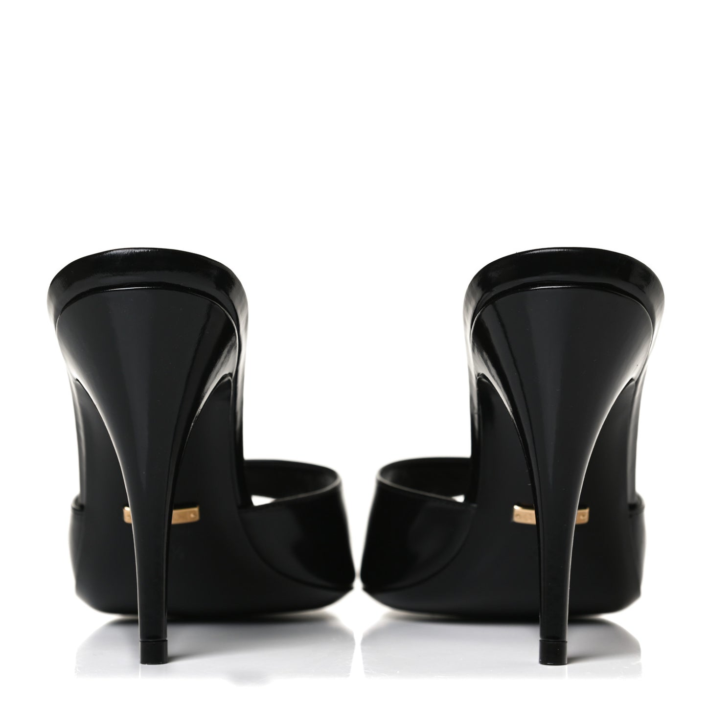 Polished Calfskin Scarlet Mid Heel Slide Sandals 37.5 Black
