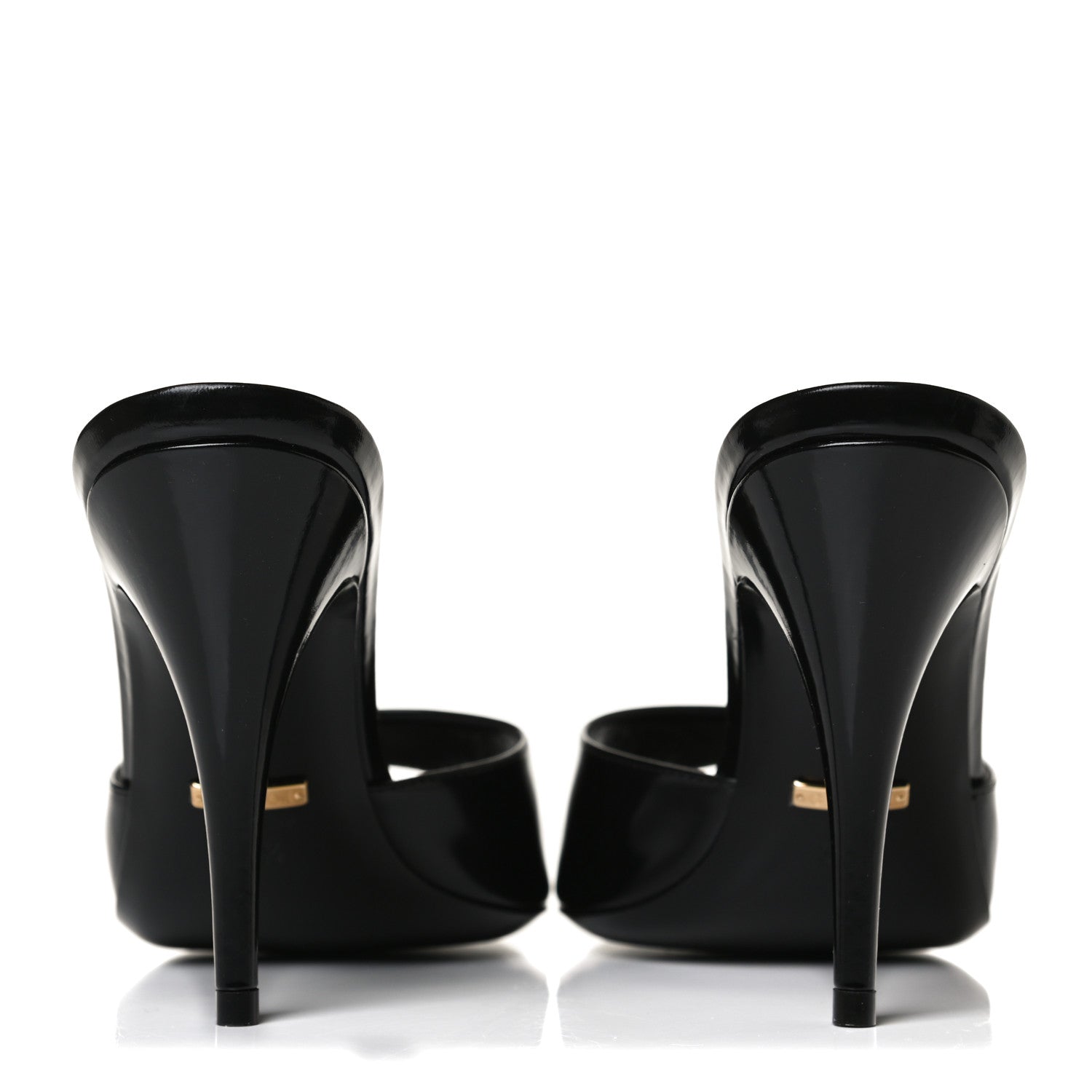 Gucci Polished Calfskin Scarlet Mid Heel Slide Sandals 37.5 Black 6 of 13