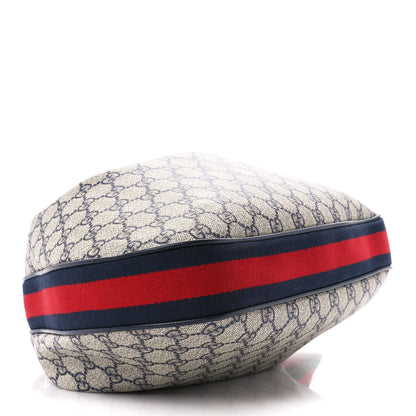 Gucci GG Supreme Monogram Textured Calfskin Web Large Attache Shoulder Bag Beige Blue 4 of 13