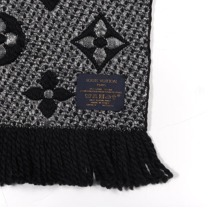 Louis Vuitton Wool Silk Logomania Shine Scarf Black 3 of 3